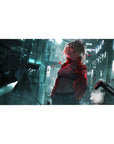 Anime girl desk pad 40x20 inches with neon city alley artwork, smooth tracking and edge-to-edge print.