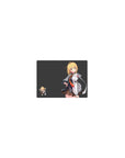 Classic anime girl mouse pad 14x10 inches with blonde character, white jacket, orange tie, and chibi pal.