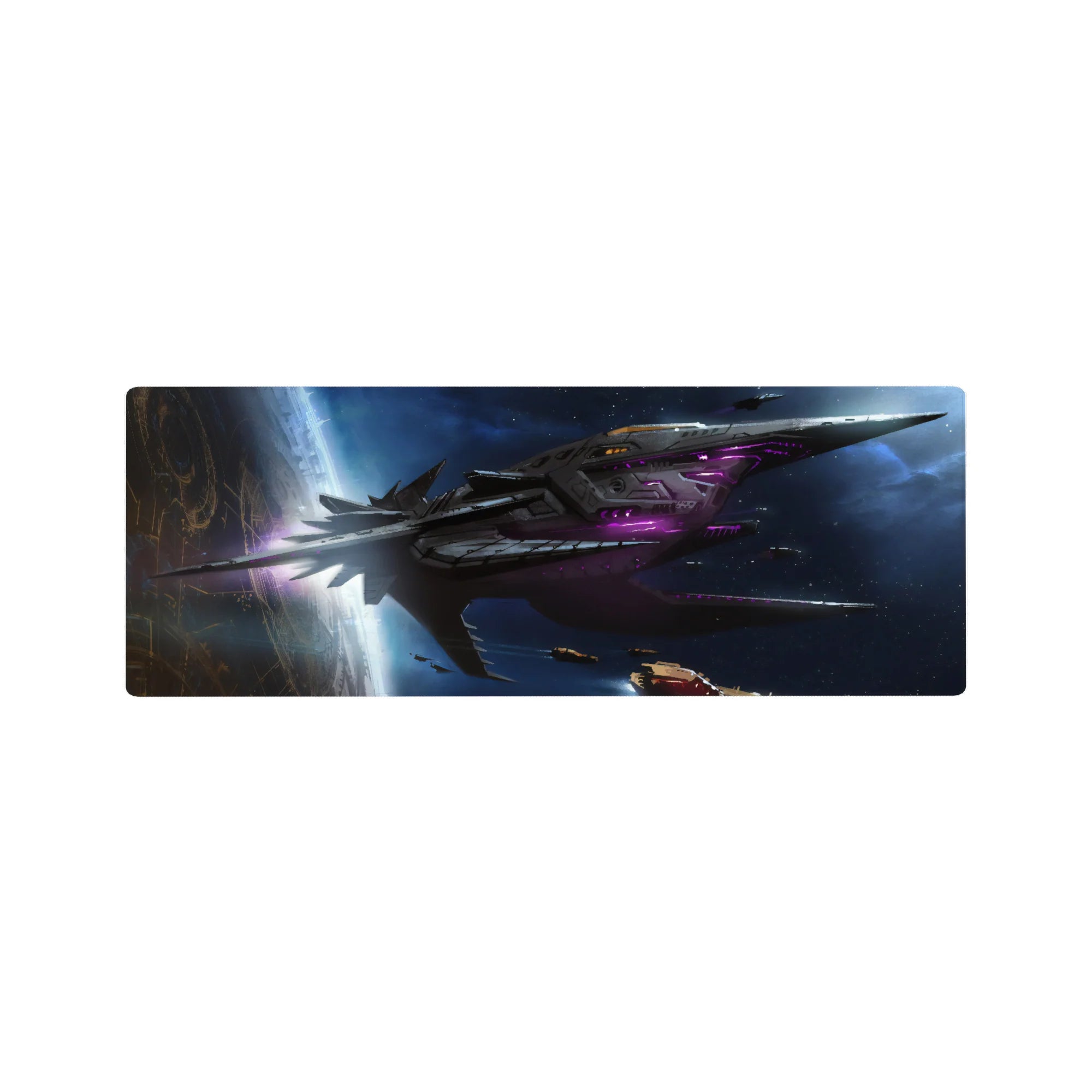 Sci-fi starship nebula desk mouse pad, extended 32x12 inches, sleek cockpit-inspired design.