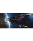 Sci-fi starship nebula desk pad mouse pad design, 36x16 inches.