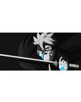 36x16 inches anime desk pad with sharp linework, stealth cloak swirl, and katana-ready ninja design.