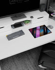 Slanted shutters cutting through starry deep space classic mouse pad, 14x10 inches.