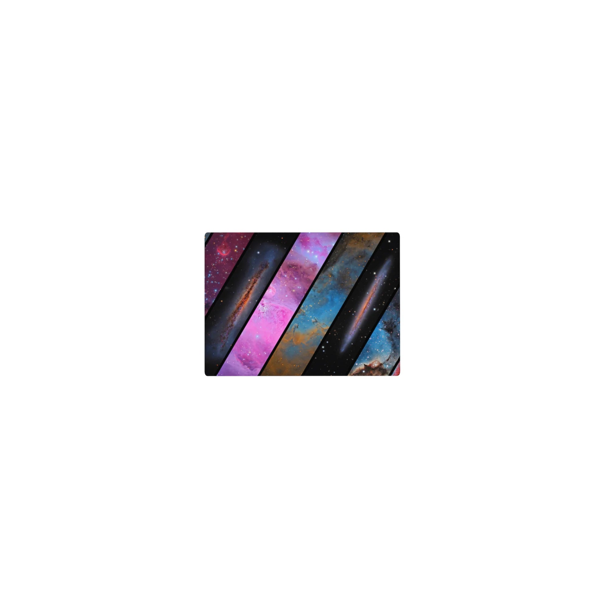 Galaxy slanted-panel space pattern classic mouse pad, 14x10 inches.