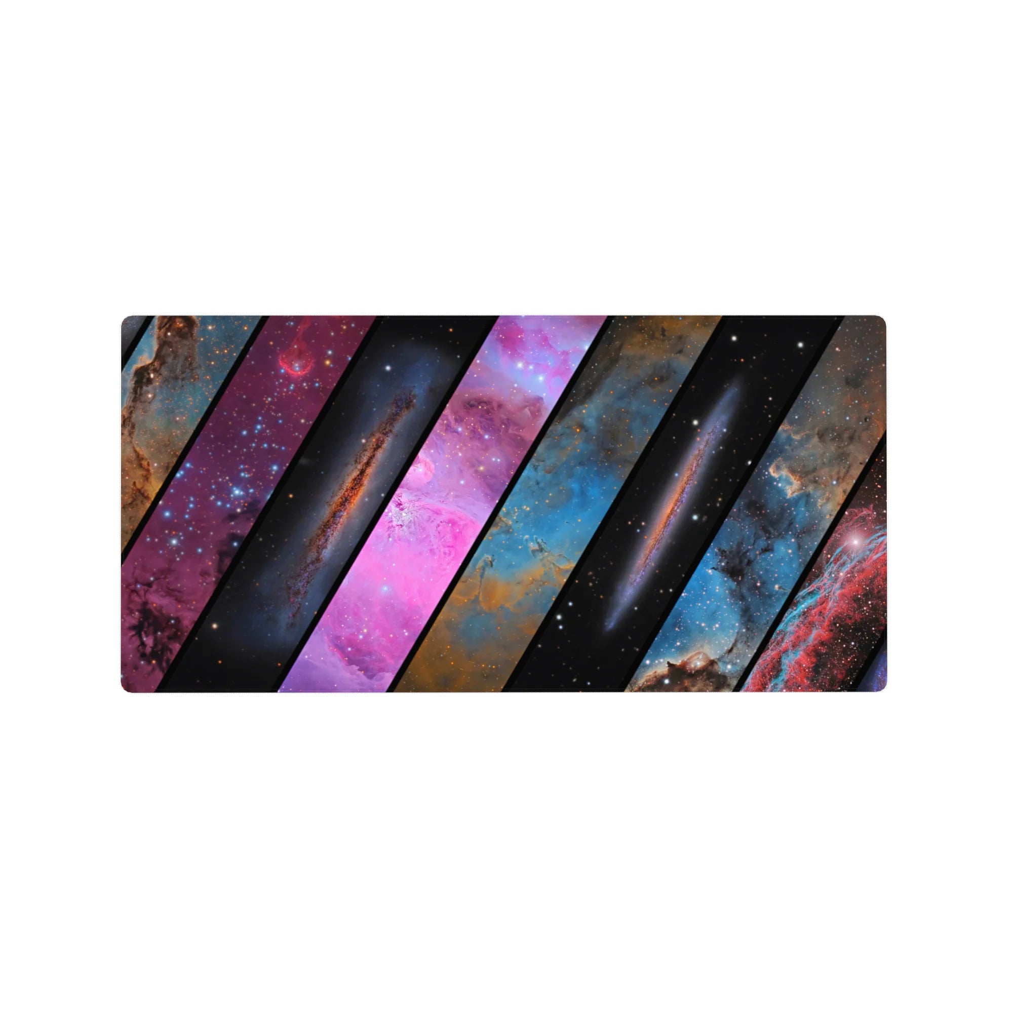Galaxy slanted panel desk mouse pad, 32x16 inches, with starlit space pattern and smooth tracking surface.