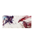 28x12 inches anime mouse pad with two airborne rivals colliding under a stark white storm slash.