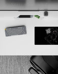 Dark otaku-style 14x10 inches anime mouse pad, black background with glowing red eyes and gritty street vibe.