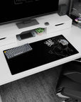 32x16 inches mouse pad featuring a mischievous anime girl sketch, glowing red eyes on black backdrop.