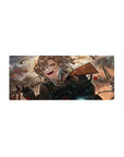28x12 inches anime girl mouse pad with Tanya Degurechaff, bullets and smoke backdrop, smooth desk mat.