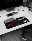 Joker from Persona 5 anime mouse pad, 28x12 inches, features bold red and black design with geometric stars for stylish fans.