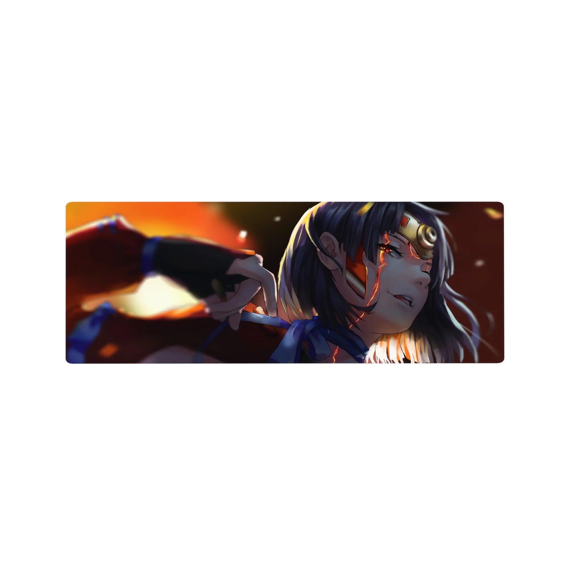 32x12 inches anime girl mouse pad with dramatic spark-streak design and smooth tracking surface.