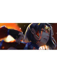 Anime girl desk pad 36x16 inches with spark-streak action art, smooth tracking surface and bold highlights.