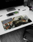 32x16 inches Tanya Degurechaff mouse pad with wicked grin, motion blur, blast light, smoke and sparks.
