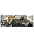32x12 inches anime girl mouse pad with battlefield uniform art, sparks, smoke, and sharp motion blur.
