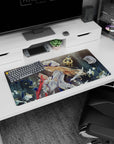 32x16 inches Jean Genshin Impact mouse pad, blonde knight with red ribbon, glowing hair, sword and wind.