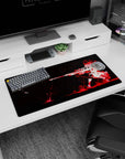 32x16 inches anime girl mouse pad featuring a sharp shooter girl in a sniper pose, red splatter behind.