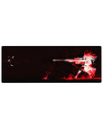 32x12 inches anime girl mouse pad with white sniper silhouette on black background and red splatter design.
