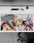 32x16 inches anime mouse pad with rosy hair, golden shine, crisp guild marks, warm adventure vibe.