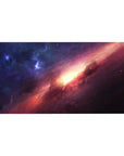 Galaxy nebula desk pad 40x20 inches with star-speckled space design and soft sweeping streak.