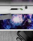 Deep indigo, smoky blue, and lavender mist desk pad, 36x16 inches, for a dreamy late-night vibe.