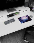 Cosmic vortex spiraling to a bright dreamy core mouse pad, classic 14x10 inches, portal-like scene.
