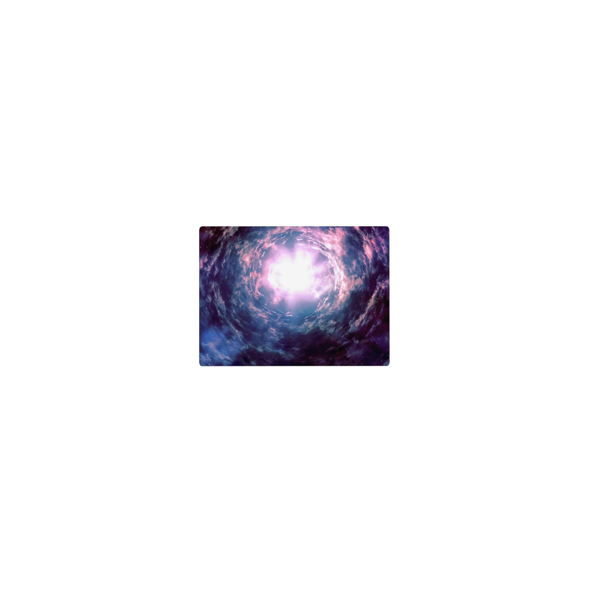 Galaxy whirlpool design mouse pad, classic 14x10 inches, star-speckled and cloudy spiral art.