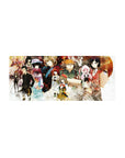 28x12 inches anime mouse pad with scientist collage, gears, equations, glitch textures, and bold profiles.