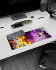 28x12 inches Naruto vs Sasuke desk mat with Leaf headband detail and Sasuke high collar face-off.