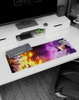32x12 inches Naruto Uzumaki and Sasuke Uchiha mouse pad, Leaf headband and high collar face-off.