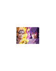 14x10 inches classic anime mouse pad with Naruto and Sasuke split-sky rivalry artwork for desk setup.
