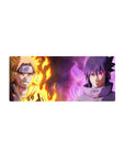 28x12 inches anime mouse pad featuring Naruto and Sasuke split-energy design with sharp detail.