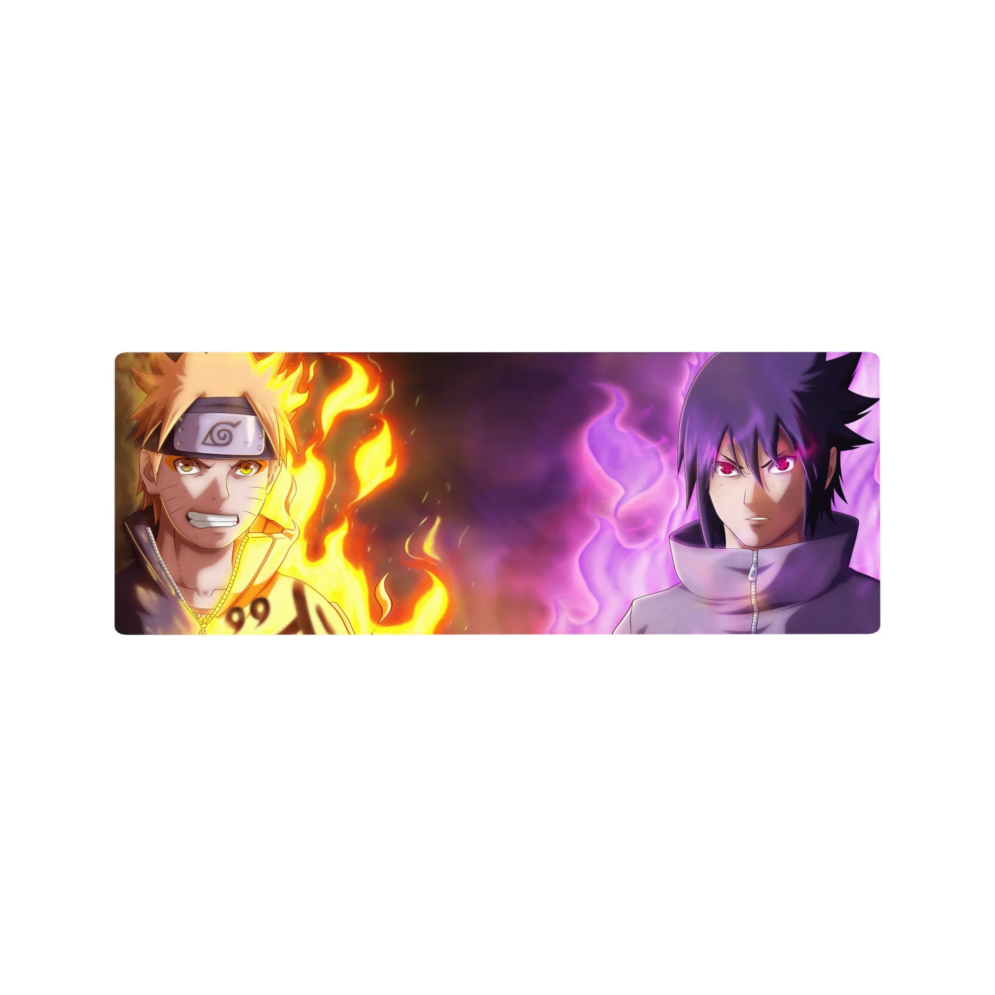32x12 inches anime desk mouse pad with Naruto vs Sasuke split-energy artwork and crisp details.