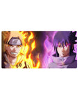 32x16 inches anime mouse pad featuring Naruto vs Sasuke split-energy duel art for desk setup.