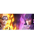 36x16 inches anime desk pad with Naruto vs Sasuke split-energy artwork, detailed faces and headband.