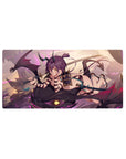 Anime girl mouse pad 32x16 inches featuring horned rider on shadow dragon with katana, bold fantasy art.