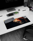 Nebula spiral scene mouse pad 28x12 inches featuring a soft cosmic vortex around a cute lonely planet.