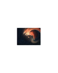 Cosmic nebula swirl mouse pad with tiny planet design, classic 14x10 inches.