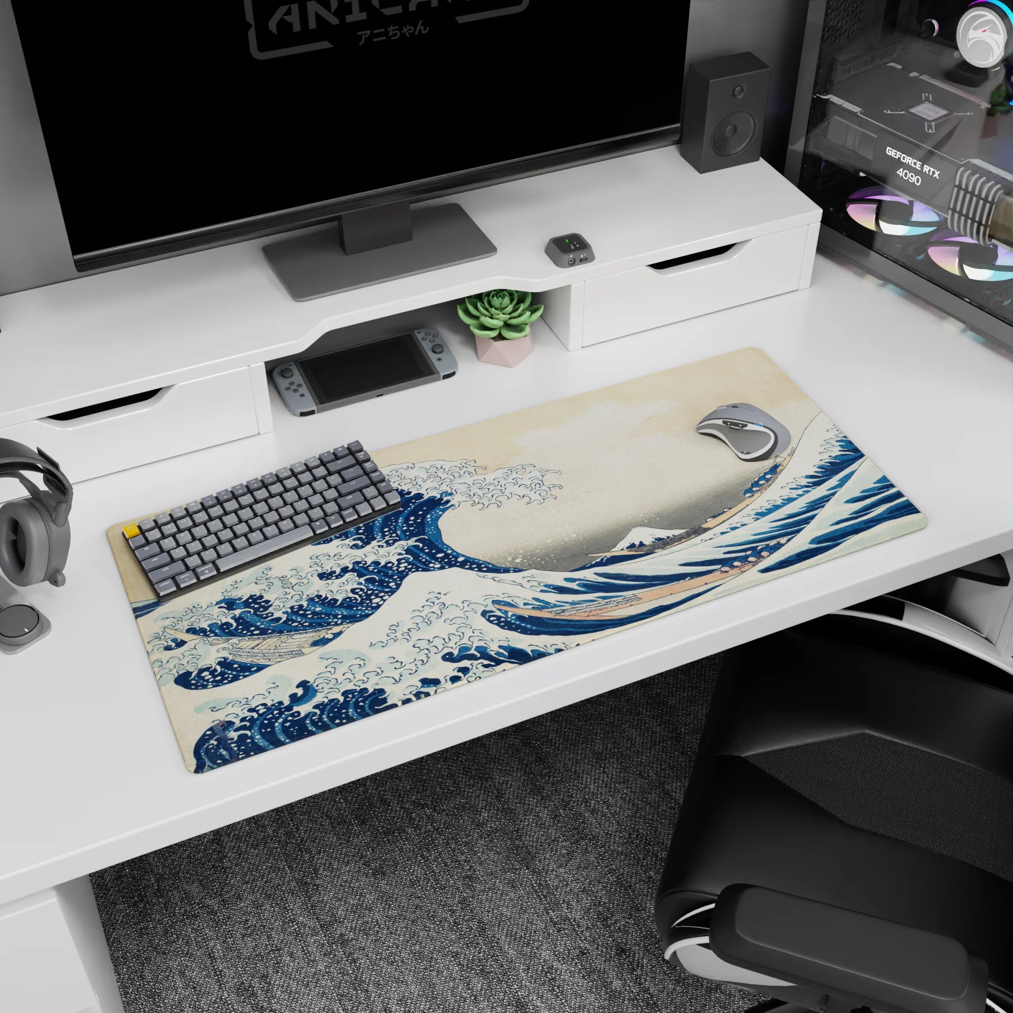 Zen-Japan Deskmat | Mousepad | Deskpad - Great Wave Harmony - AniChan