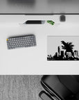 High-contrast black-and-white 14x10 inches anime mouse pad with cinematic kaiju smash vibe and bold ink look.