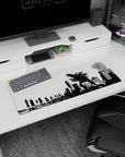 32x12 inches anime mouse pad showing a towering roaring kaiju with spiked back shattering a city skyline.