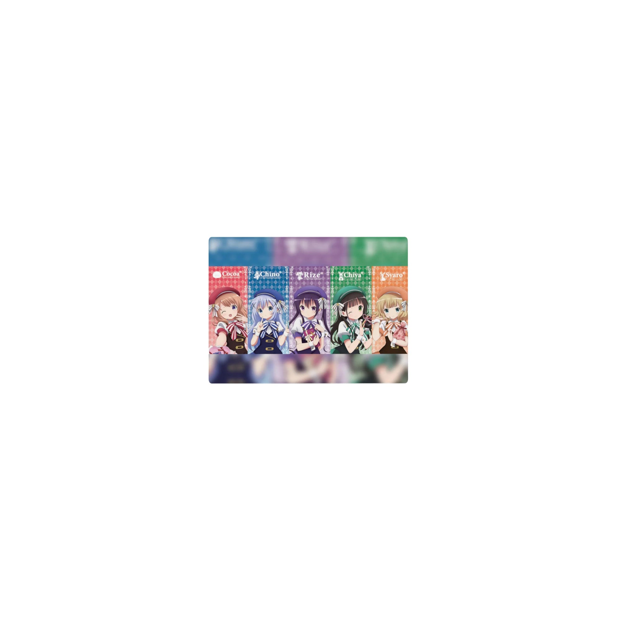 14x10 inches classic anime girl mouse pad with café poster lineup of Cocoa, Chino, Rize, Chiya, Syaro.