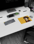Sharp-eyed anime girl in black sailor uniform, orange-streak hair, on 14x10 inches mouse pad.