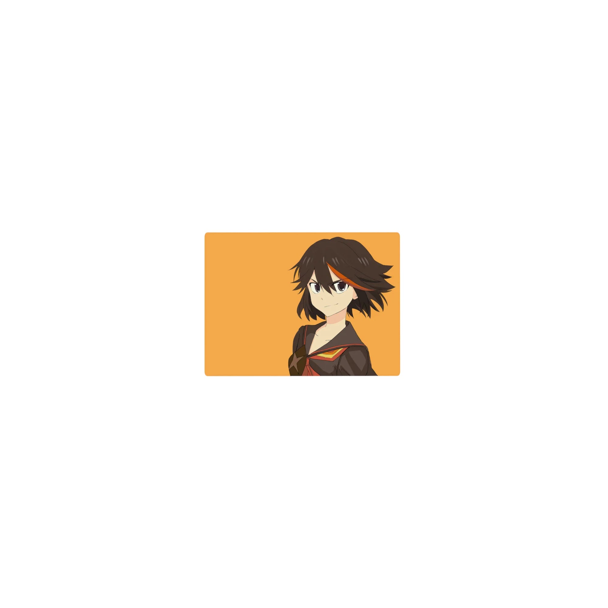 Classic anime girl mouse pad 14x10 inches with smirking sailor heroine on warm orange background.