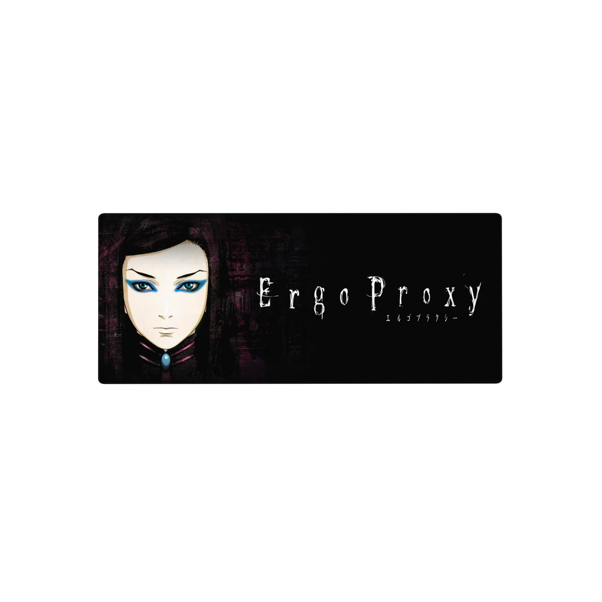 28x12 inches anime girl mouse pad with Re-L Mayer portrait on inky black and worn purple background.