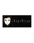 28x12 inches anime girl mouse pad with Re-L Mayer portrait on inky black and worn purple background.