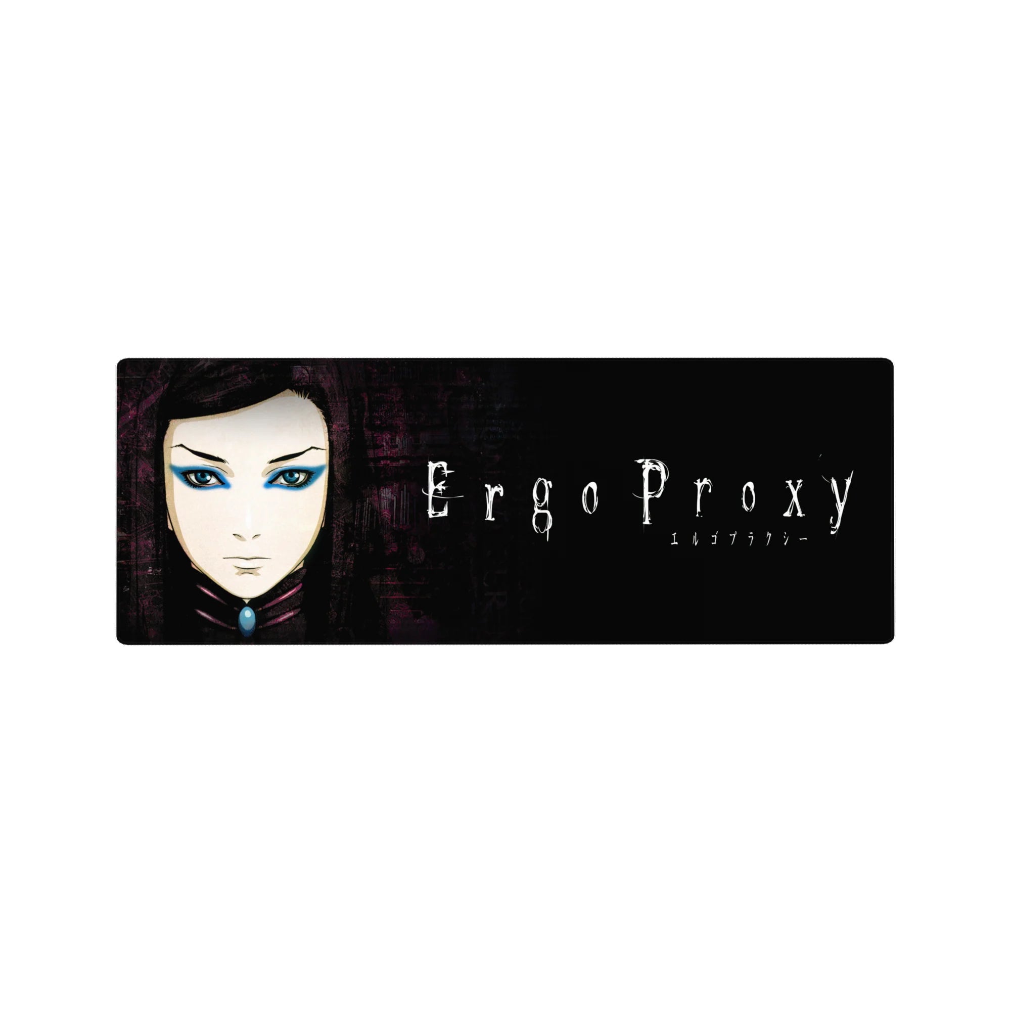 32x12 inches anime girl mouse pad with Re-L Mayer portrait on black and purple textured background.
