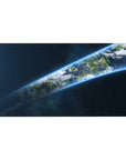 Galaxy Earth orbit desk pad 40x20 inches with starry space backdrop, clouds, oceans and land detail.