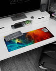 Starry night sky cloud scene mouse pad, 32x12 inches, featuring a swirling cosmic nebula.