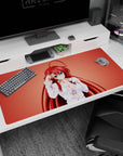 Anime desk pad 40x20 inches featuring Rias Gremory from High School DxD in white shirt and lavender lace on coral background.