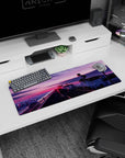 32x12 inches anime mouse pad showing a lone schoolgirl on a rooftop ledge, windblown hair and dangling sneakers.