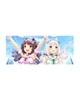 28x12 inches anime girl mouse pad with catgirls, pastel ribbons, cat ears, and splashy summer backdrop.